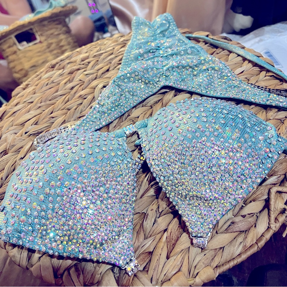 Comp bikini, encrusted in AB Crystals of various sizes. Mesmerizing